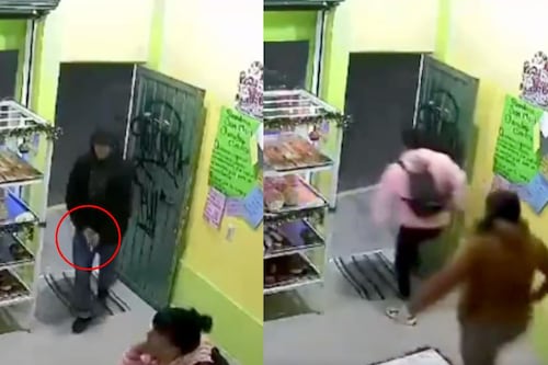 ¡Valientes! Mujeres enfrentan a ladrón armado y lo corren a palazos en panadería del Edomex