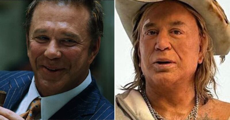 Mickey Rourke en 'Hombre en llamas' y en la actualidad