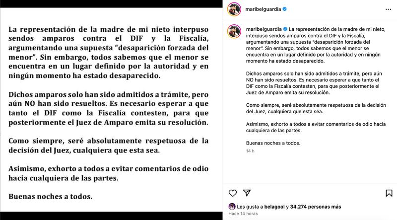 Comunicado de Maribel Guardia.
