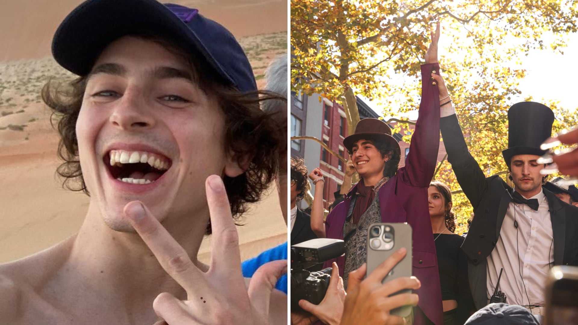 El actor Timothée Chalamet sorprendió a sus fans que se reunieron en un concurso de dobles. Miles Mitchell , de 21 años, fue el ganador.