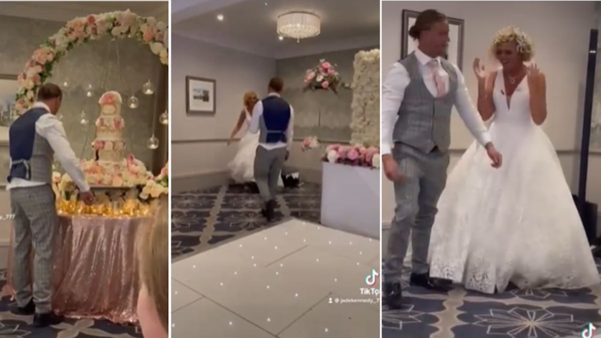 ¿Tú qué hubieras hecho? Novia abandona la boda después de que su marido le embarrara pastel en la cara