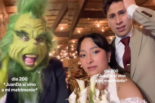 JuanDa sorprendió a seguidora al asistir vestido de Grinch a su matrimonio