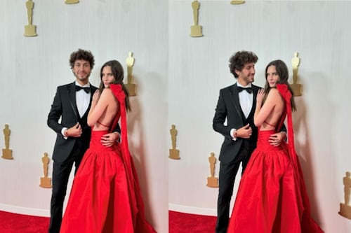 Juanpa Zurita y Macarena Achaga desfilaron en la red carpet  de los Óscar