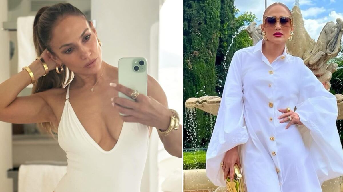 Jennifer Lopez presumió un look de infarto con un conjunto tweed y botas.