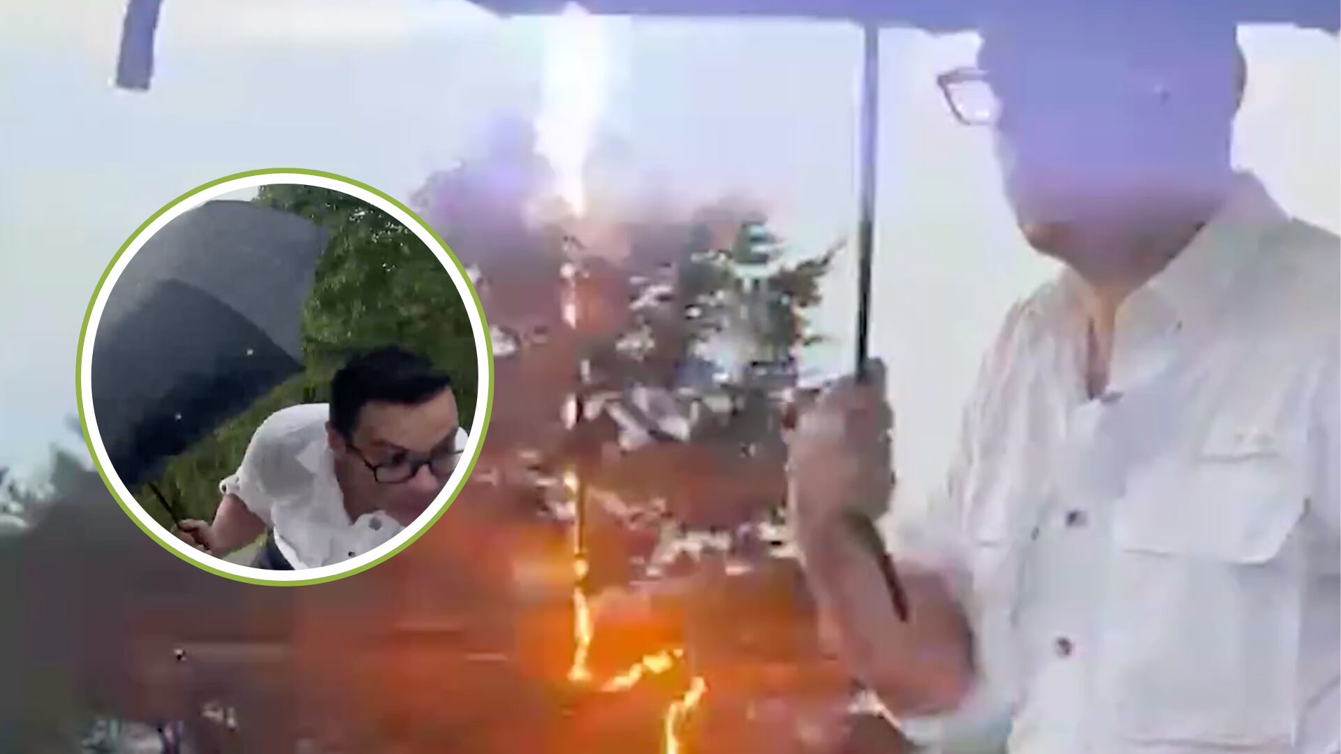Juan Diego Alvira casi queda rostizado mientras grababa un vídeo: un rayo cayó a centímetros de él