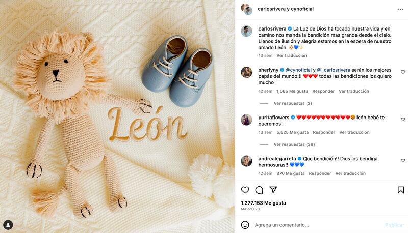 Carlos Rivera y Cynthia Rodríguez anuncian la llegada de su bebé
