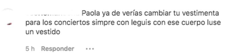 Comentario hecho a Paola Jara