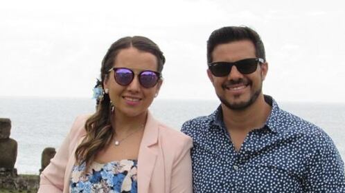 Simón Oliveros y su esposa, Natalia Saavedra
