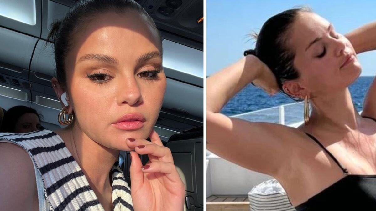 Selena Gómez causó furor en redes sociales al posar con un traje de baño negro corte cut-out