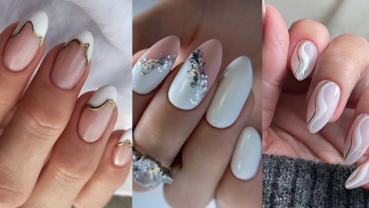 Uñas blancas para Navidad