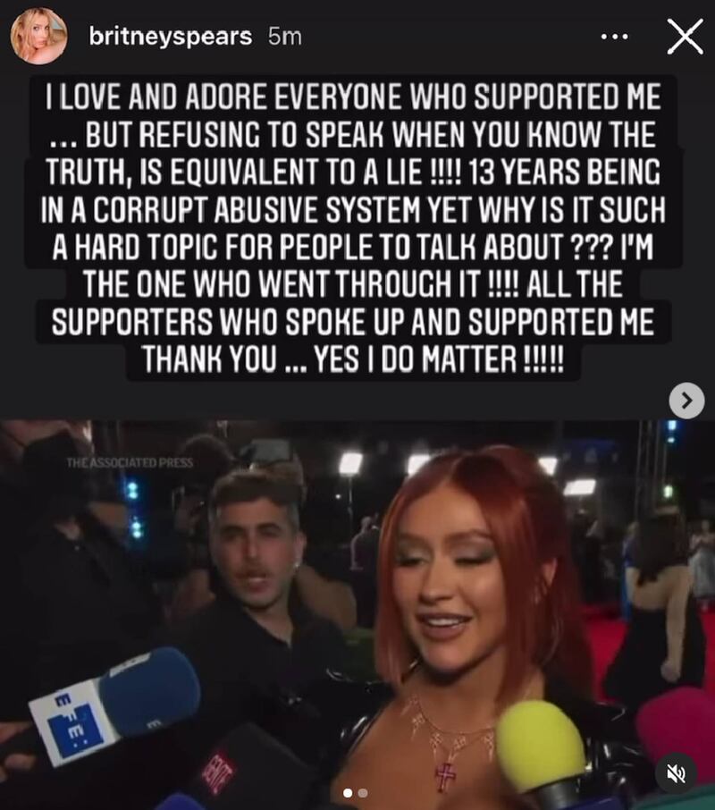 Britney Spears acusó a Christina Aguilera de falsa tras enviar un mensaje de apoyo por su liberación