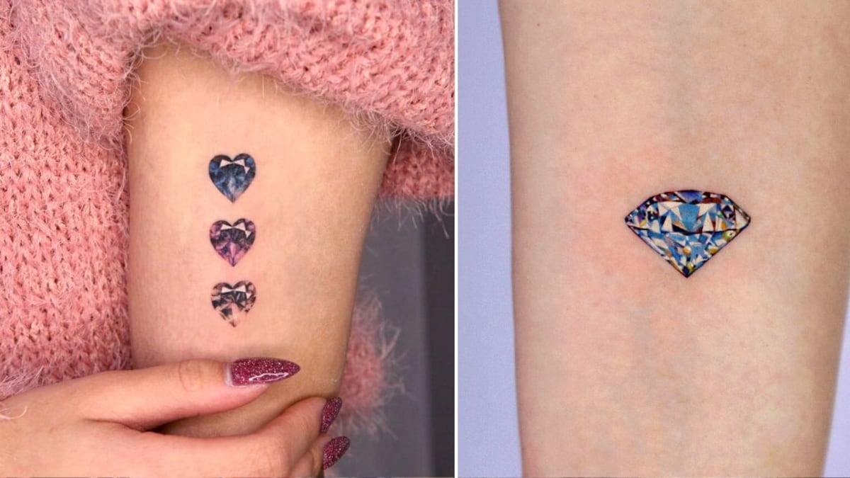 Dos tatuajes de diamantes