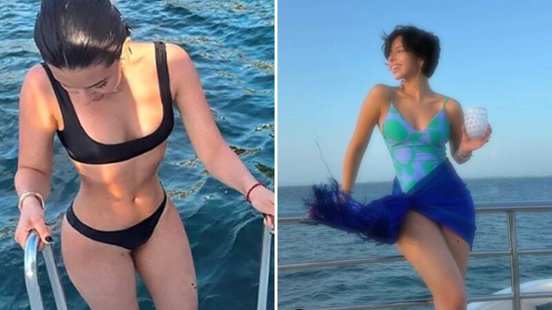 Ángela Aguilar cambió los bikinis de dos piezas por los enterizos.