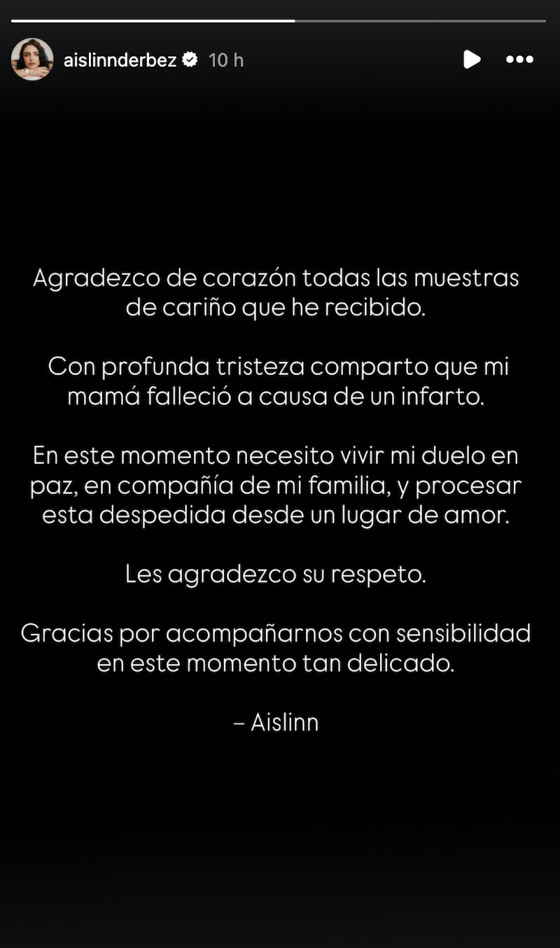 Comunicado de Aislinn Derbez en Instagram
