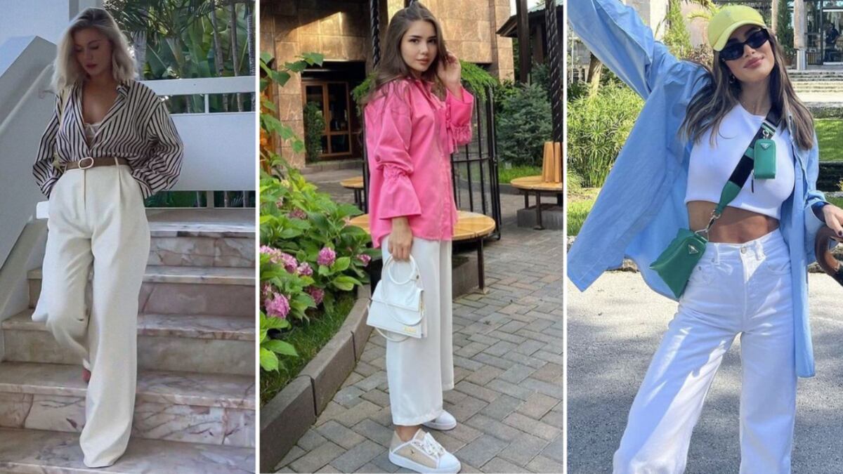 Los pantalones blancos tienen un nuevo mejor amigo y son las camisas oversize.