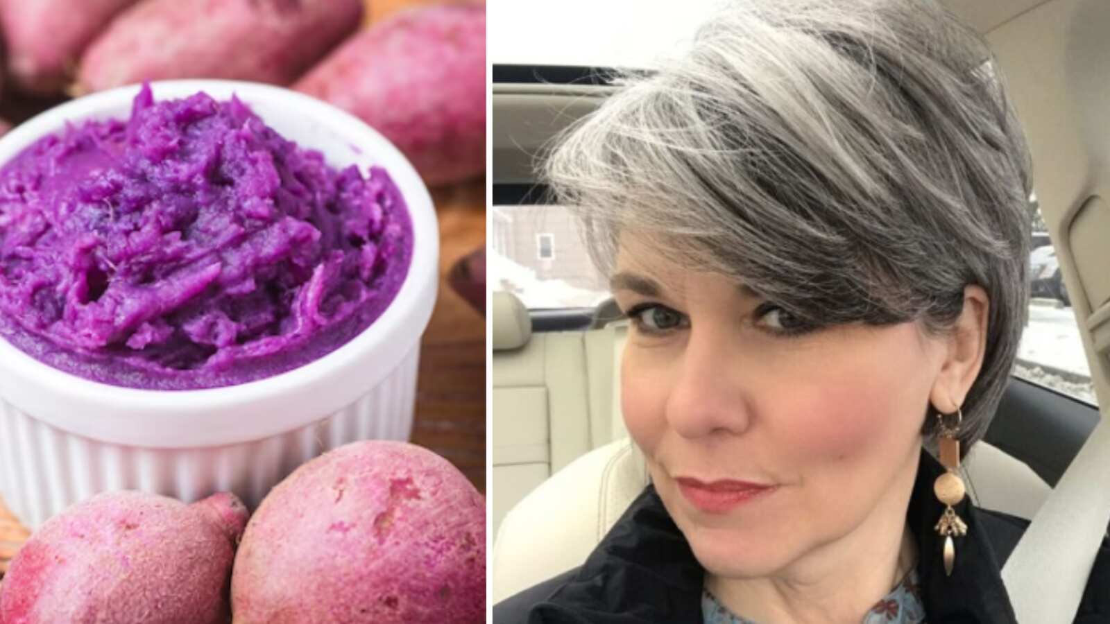 Tinte natural de batata morada para las canas