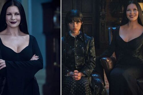 En blanco y negro: el árbol de Navidad de Catherine Zeta-Jones estilo Merlina que ya es tendencia