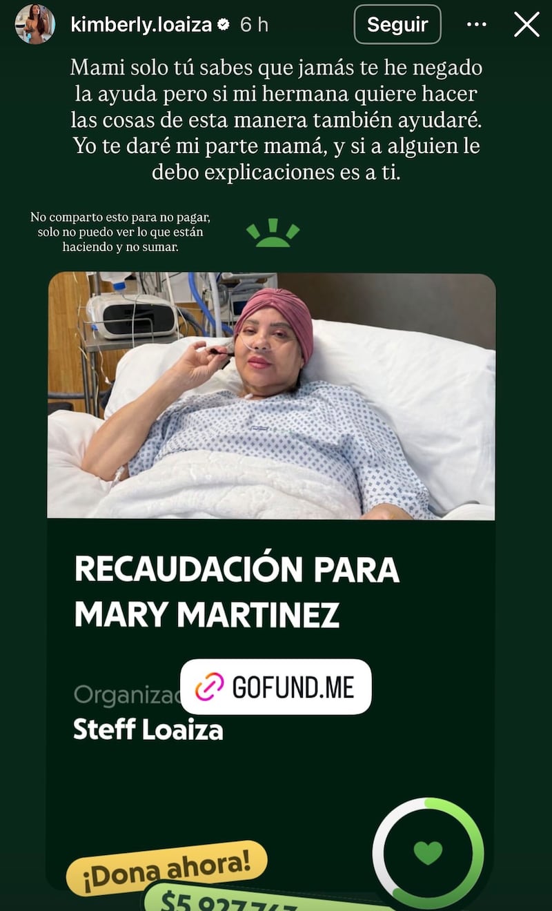 Kimberly Loaiza compartió enlace para donaciones por la salud de su madre