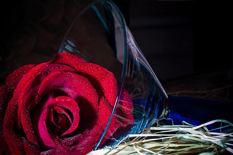 Ritual de la copa con una rosa.