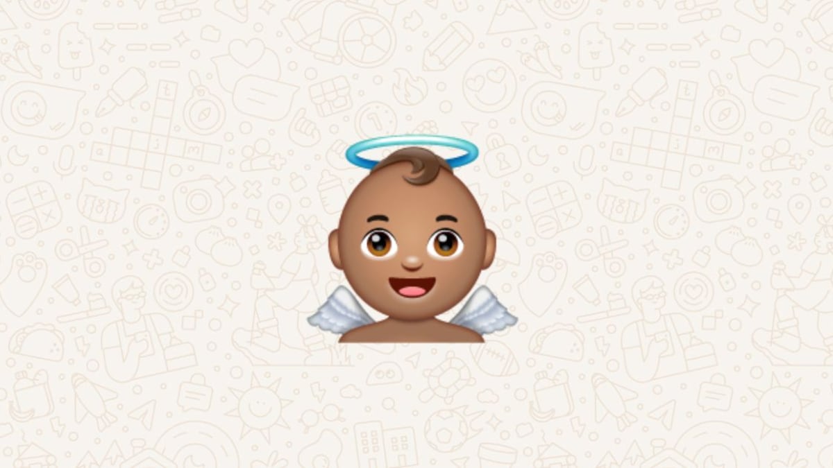 Así se ve el emoji de angelito en la aplicación de mensajería WhatsApp