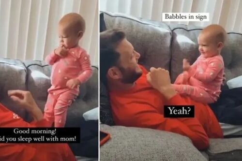 Ternura en redes sociales: pequeña intenta comunicarse con su padre por medio de señas