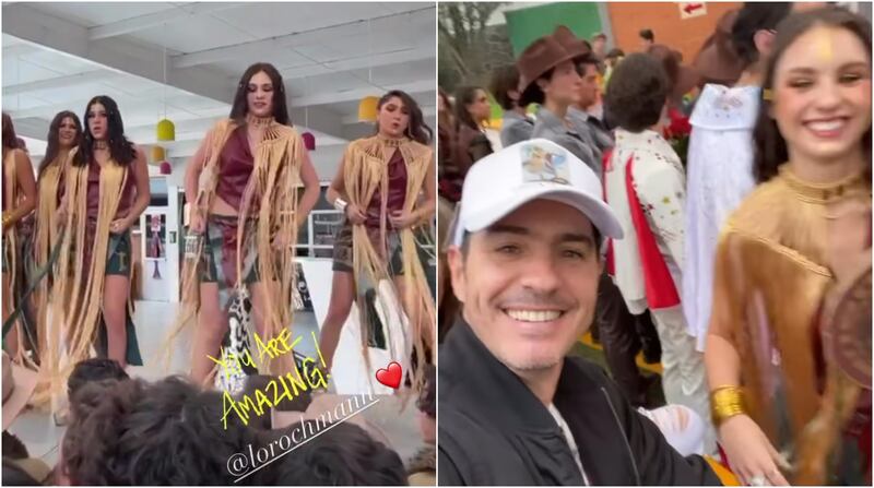 Mauricio Ochmann fue el porrista #1 de su hija Lorenza en su presentación escolar