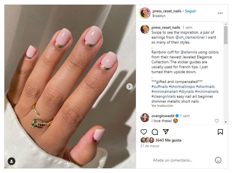La manicura francesa invertida es la última versión de las 'french nails' clásicas en tendencia
