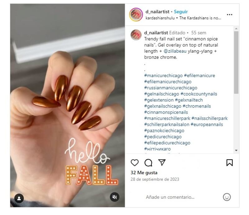 La manicura 'cinnamon spice' es una de las más pedidas por las mujeres elegantes en el otoño