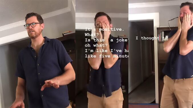 El hombre no aguantó el llanto al saber que tendría a su primer hijo biológico