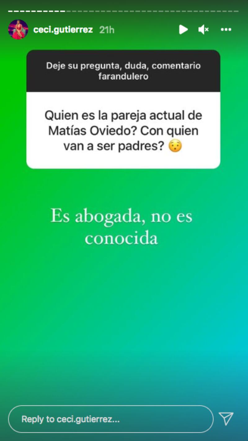 Cecilia Gutiérrez asegura que Matías Oviedo se convertirá en padre por primera vez