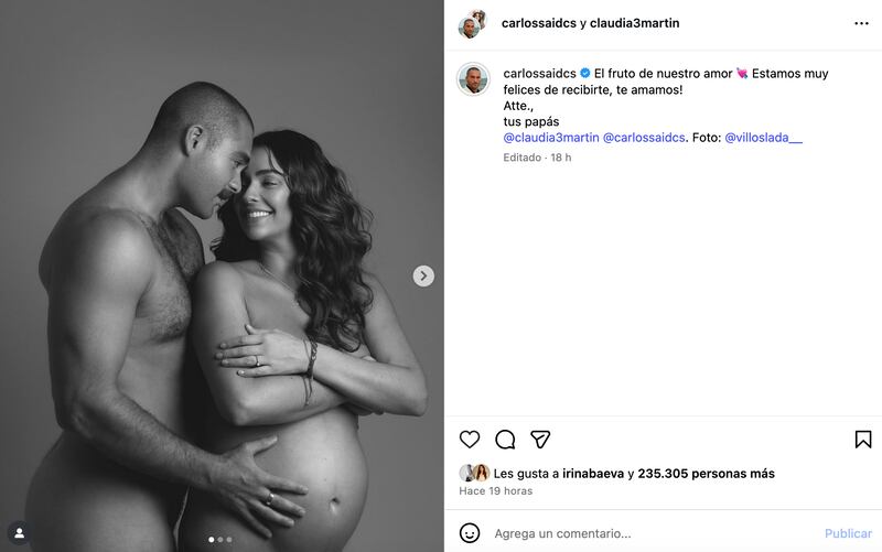 Claudia Martín y Carlos Said anuncian la espera de su primer bebé.
