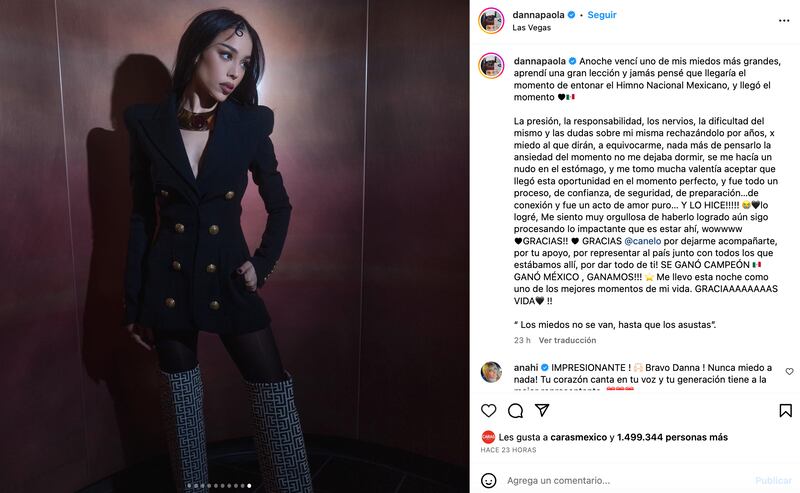 Danna Paola look que usó en la pelea del 'Canelo' Álvarez