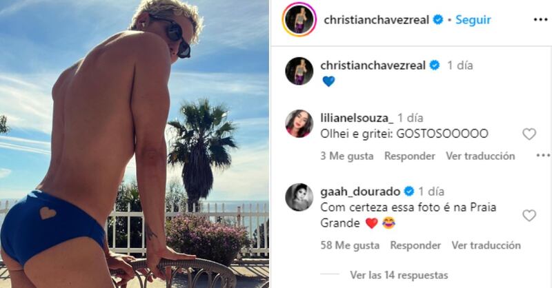 Cristian Chávez enciende las redes: posa en diminuto traje de baño con coqueto corazón