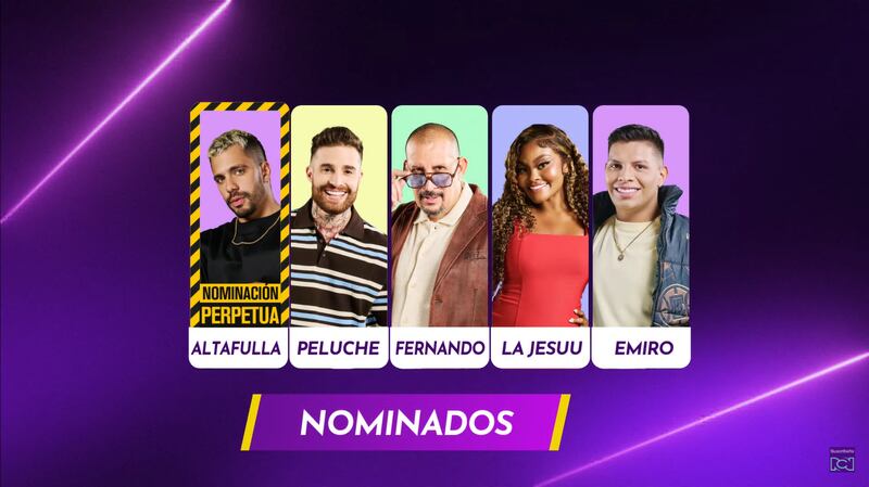 Placa de nominados de 'La casa de los famosos Colombia 2'