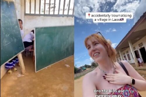 ¡Pensaron que era un fantasma! Niños en Laos corren al ver a extranjera blanca