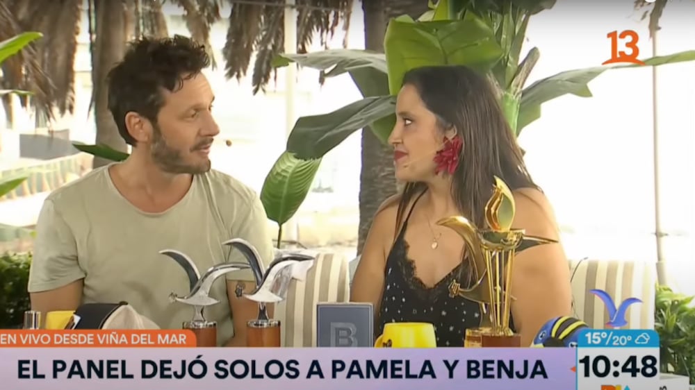 Pamela Leiva y Benjamín Vicuña | Captura: Canal 13