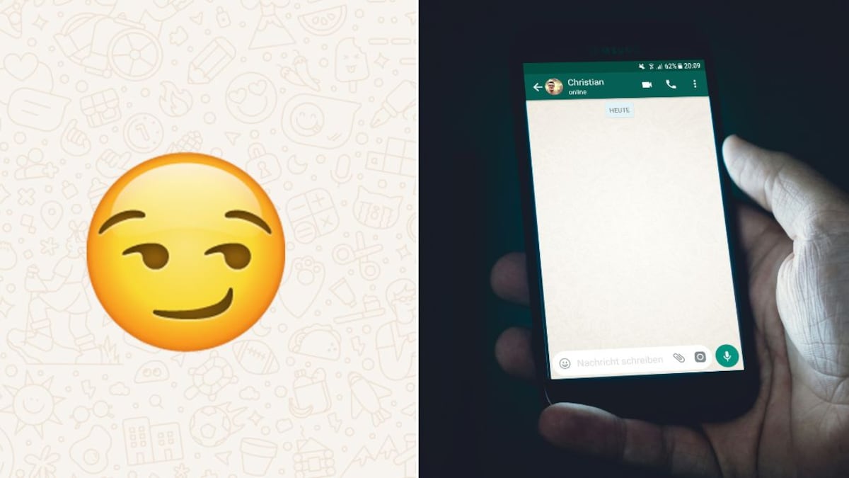 La carita con media sonrisa, cejas alzadas y ojos mirando de lado es muy popular en WhatsApp