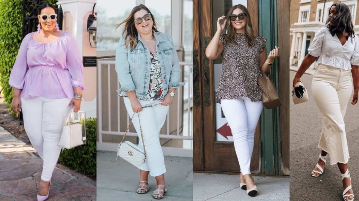 Combinar jeans blancos en mujeres curvy