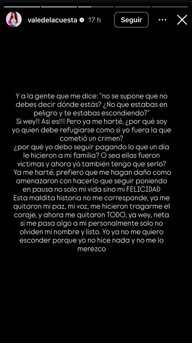 Historias de Valentina de la Cuesta en Instagram
