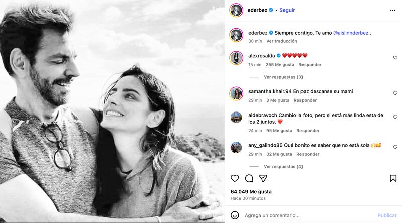 Eugenio Derbez manda su apoyo a Aislinn Derbez en medio del luto por la pérdida de su madre