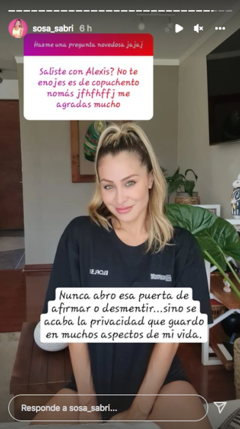 Sabrina Sosa respondió a pregunta sobre supuesto romance con Alexis Sánchez