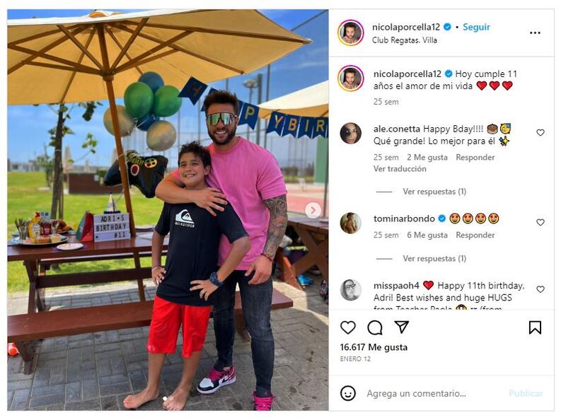 Nicola Porcella tiene un único hijo que es su motor de vida