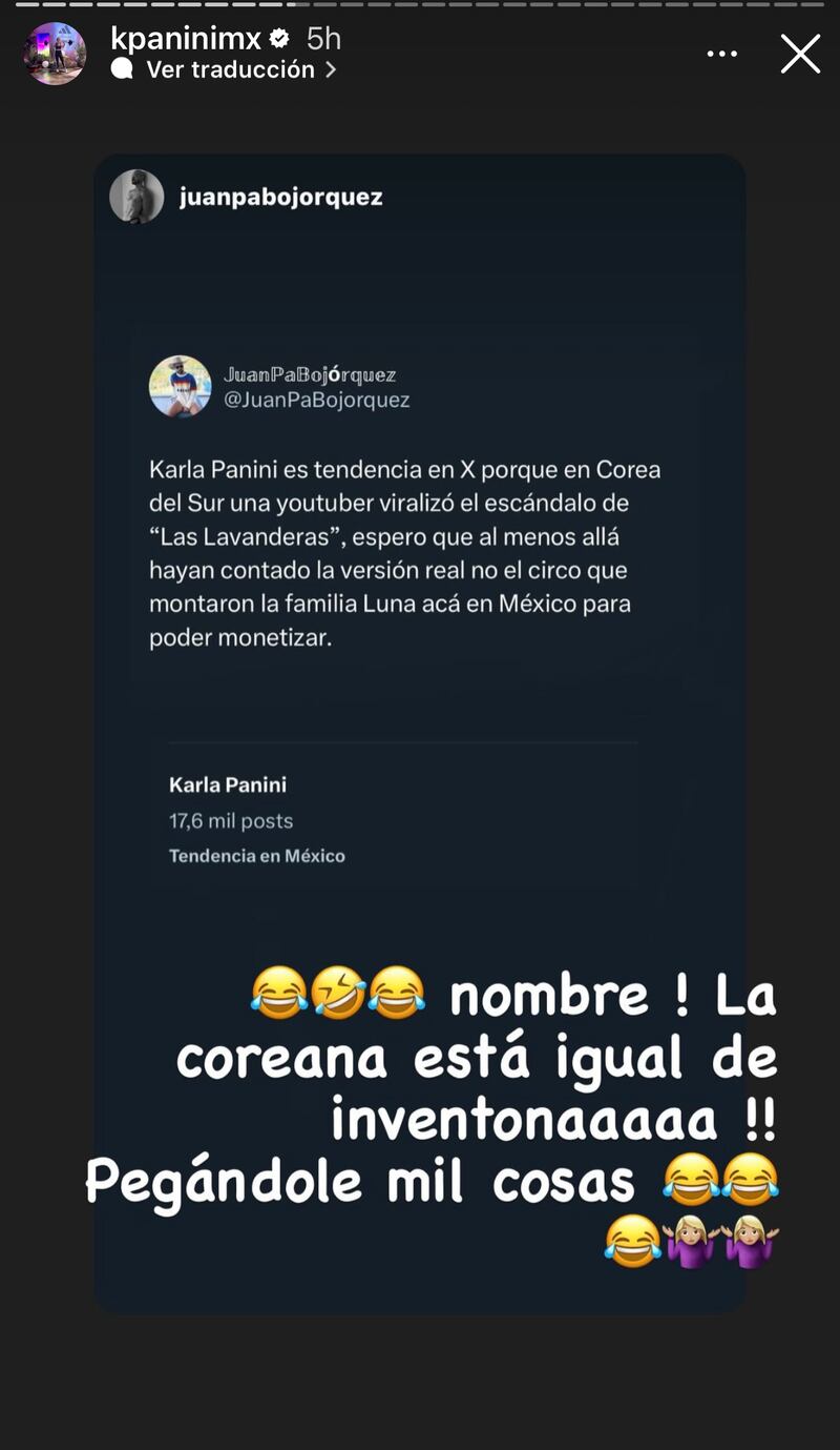 Karla Panini responde a influencer surcoreana