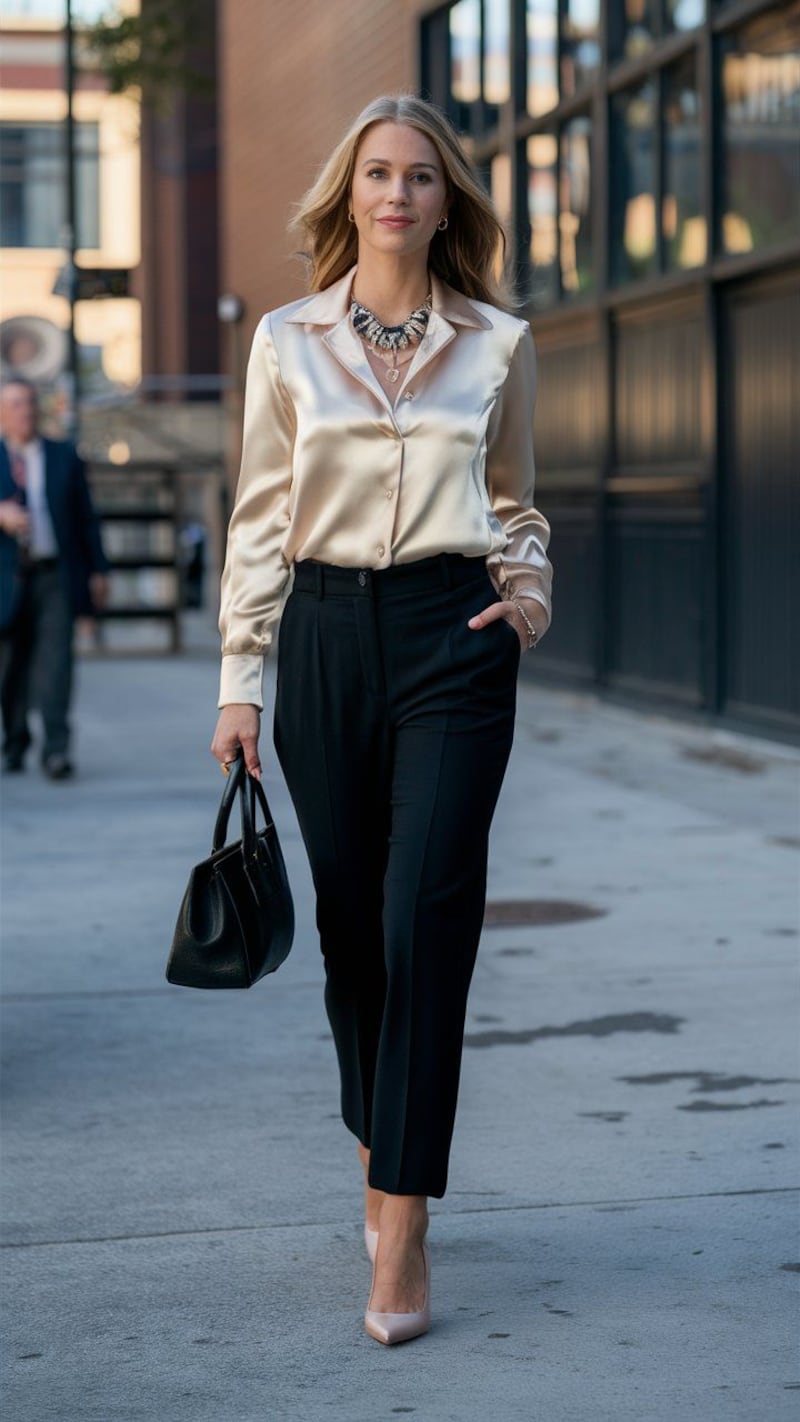 Blusas satinadas en tendencia