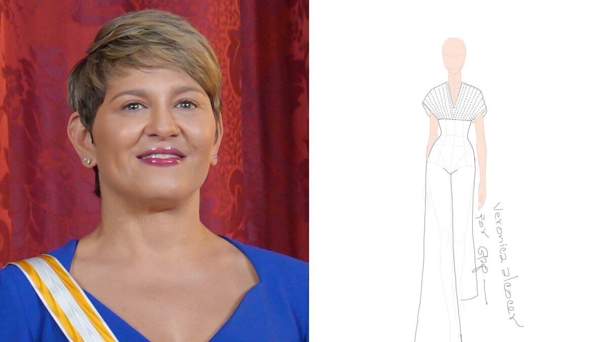 Boceto del vestido de Verónica Alcocer