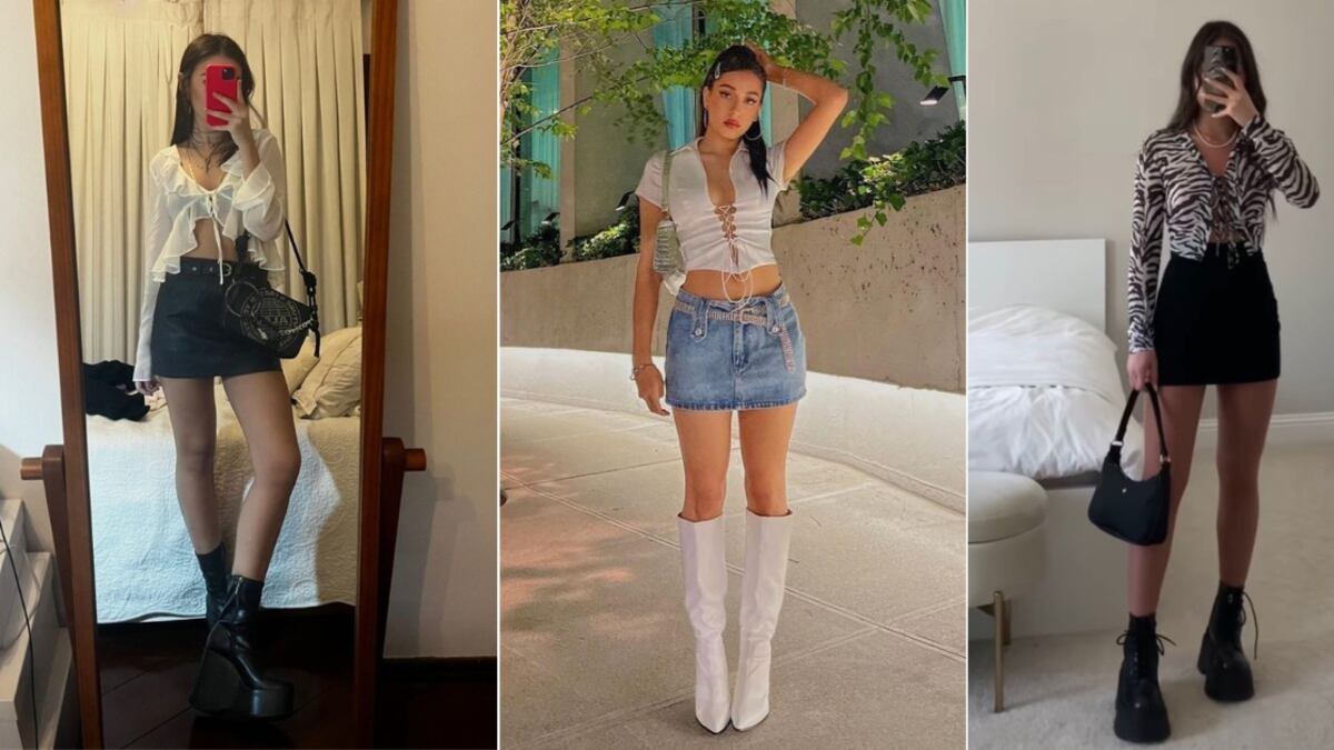 Blusas con lazos, minifaldas y botas