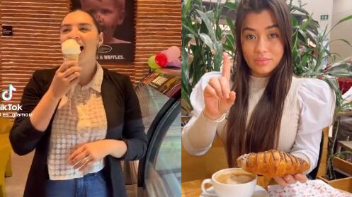 Tiktokers que 'enseñan' a comer helado y pan