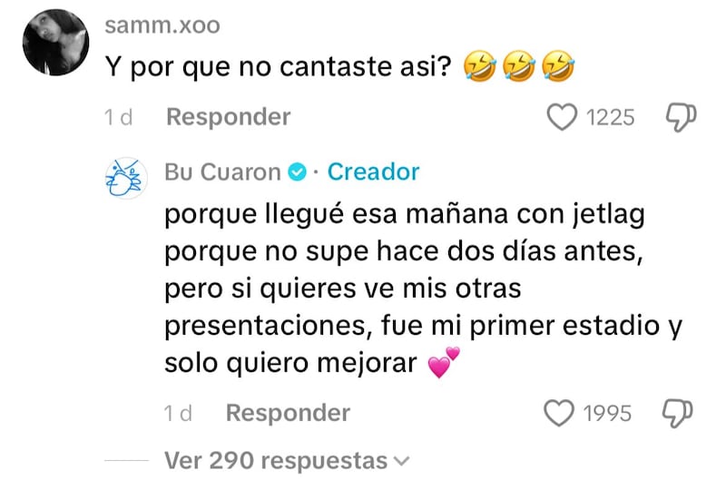 Comentario de Bu Cuarón en TikTok