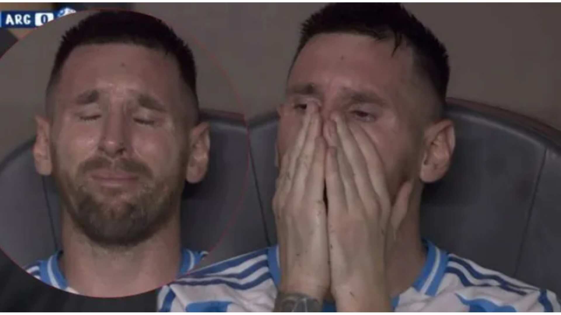 Lionel Messi, capitán del equipo de fútbol de Argentina, lloró desconsoladamente tras salir del partido final de la Copa América, al lesionarse el tobillo derecho.