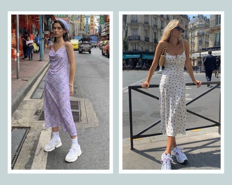Vestidos lenceros con tenis.